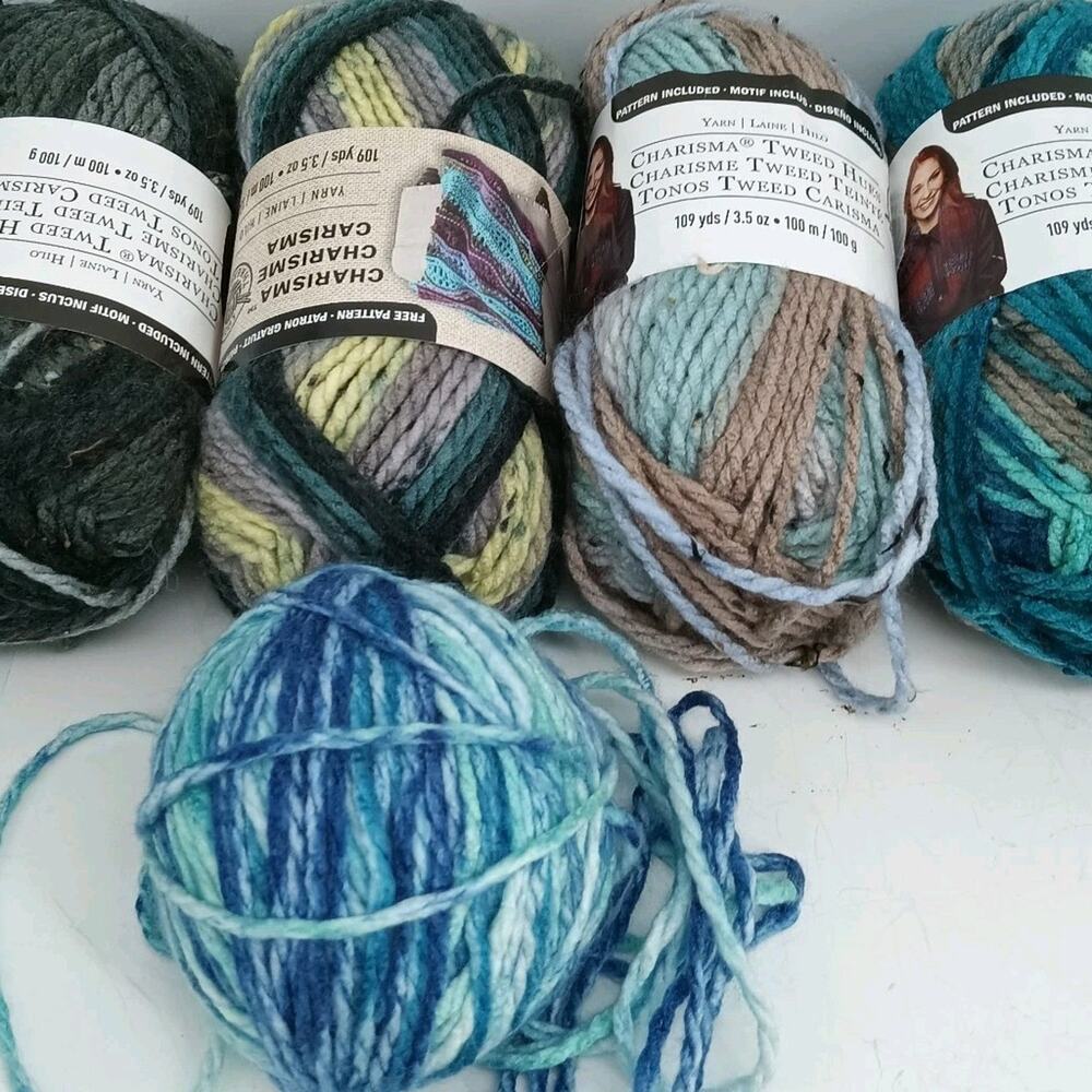 Lot of 4+ skeins Charisma Tweed Yarn 109 yds each Bulky